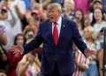 US President Donald Trump speaks during a campaign rally, October 23, 2026, at Alico Arena on the campus of Florida Gulf Coast University in Fort Myers, Florida. (AP Photo/Chris O’Meara)