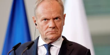 El primer ministro polaco, Donald Tusk, durante una rueda de prensa de la cumbre E5 en Berlín, el 24 de junio de 2026.
