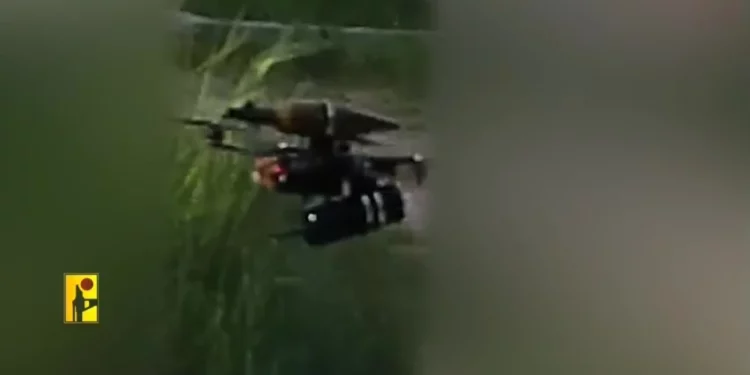 Dron FPV guiado por fibra óptica mostrado en imágenes difundidas por Hezbolá en mayo de 2026