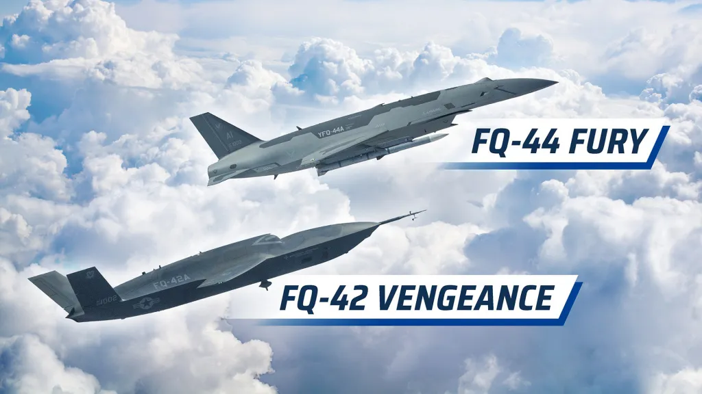 Representación de los diseños FQ-42A Vengeance y FQ-44A Fury