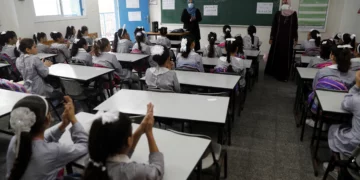 Una escuela de UNRWA en la Franja de Gaza reabre el 8 de agosto de 2020, tras meses de cierre debido a la propagación del coronavirus.