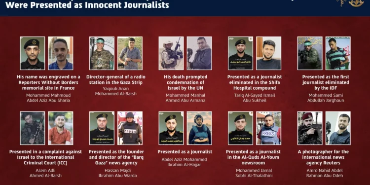 Gráfico publicado por las FDI el 1 de octubre de 2026 con una lista de periodistas palestinos muertos identificados como operativos terroristas.