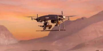 Imagen asociada a la prueba de tiro del dron Fire Storm 250 con la ametralladora M250