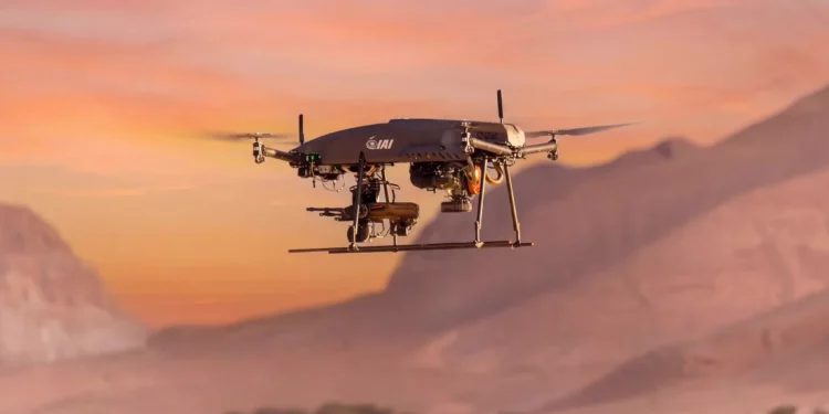 Imagen asociada a la prueba de tiro del dron Fire Storm 250 con la ametralladora M250