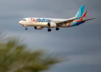 Un Boeing 737 MAX 8 de flydubai se prepara para aterrizar en el aeropuerto Ben Gurion de Israel, en Lod, el 30 de septiembre de 2026.