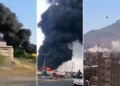 Incendio en una instalación petrolera y columna de humo en Saná después de presuntos ataques saudíes