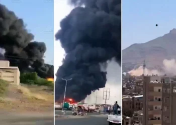 Incendio en una instalación petrolera y columna de humo en Saná después de presuntos ataques saudíes