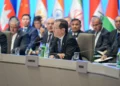 El presidente Isaac Herzog interviene ante la cumbre de la Conferencia sobre Interacción y Medidas de Fomento de la Confianza en Asia, en Azerbaiyán, el 15 de octubre de 2026. (Maayan Toaf/GPO)