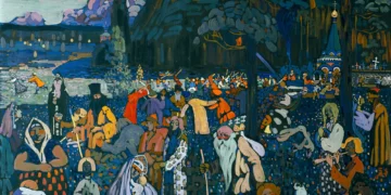 This undated image, provided by the Lenbachhaus Museum in Munich, Germany, shows the 1907 painting 'Das bunte Leben' (The Colorful Life) by Russian artist Wassily Kandinsky. (Lenbachhaus Museum via AP)