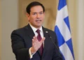 El secretario de Estado de Estados Unidos, Marco Rubio, habla durante una conferencia de prensa conjunta en Atenas, Grecia, el 7 de octubre de 2026.