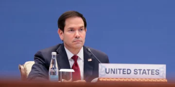 Marco Rubio, secretario de Estado de Estados Unidos, durante la reunión ministerial C5+1 en Samarcanda, Uzbekistán, el 19 de octubre de 2026.
