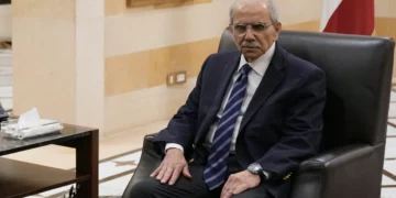 El primer ministro libanés Nawaf Salam se reúne con Kaja Kallas en Beirut, el 8 de octubre de 2026.