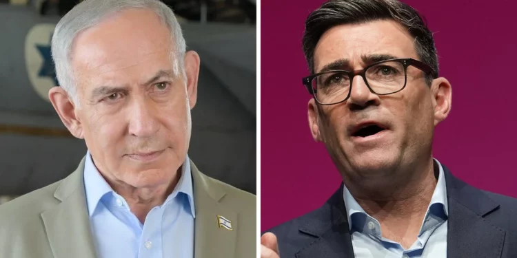 El primer ministro Benjamin Netanyahu en la base aérea de Tel Nof, en una imagen distribuida el 29 de septiembre de 2026; el primer ministro británico Andy Burnham pronuncia su discurso de líder durante la conferencia del Partido Laborista en Liverpool, Inglaterra, el 29 de septiembre de 2026.