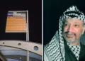 Imagen de Canal 14 sobre las paradas de autobús que llevan el nombre de Yasser Arafat