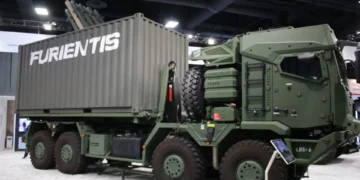 Lanzador autónomo HX CAML AMP de Rheinmetall expuesto en AUSA 2026