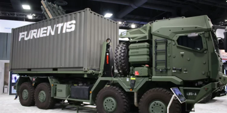 Lanzador autónomo HX CAML AMP de Rheinmetall expuesto en AUSA 2026