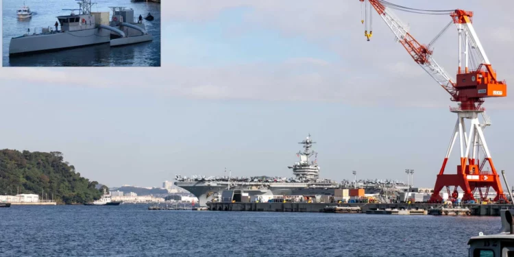 La Armada estadounidense confirma el primer despliegue del buque de superficie autónomo Seahawk, de Leidos, con el grupo de ataque del USS Theodore Roosevelt.