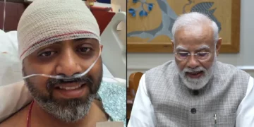 El capitán Smit Machchhar habla por videollamada con el primer ministro indio Narendra Modi el 2 de octubre de 2026.