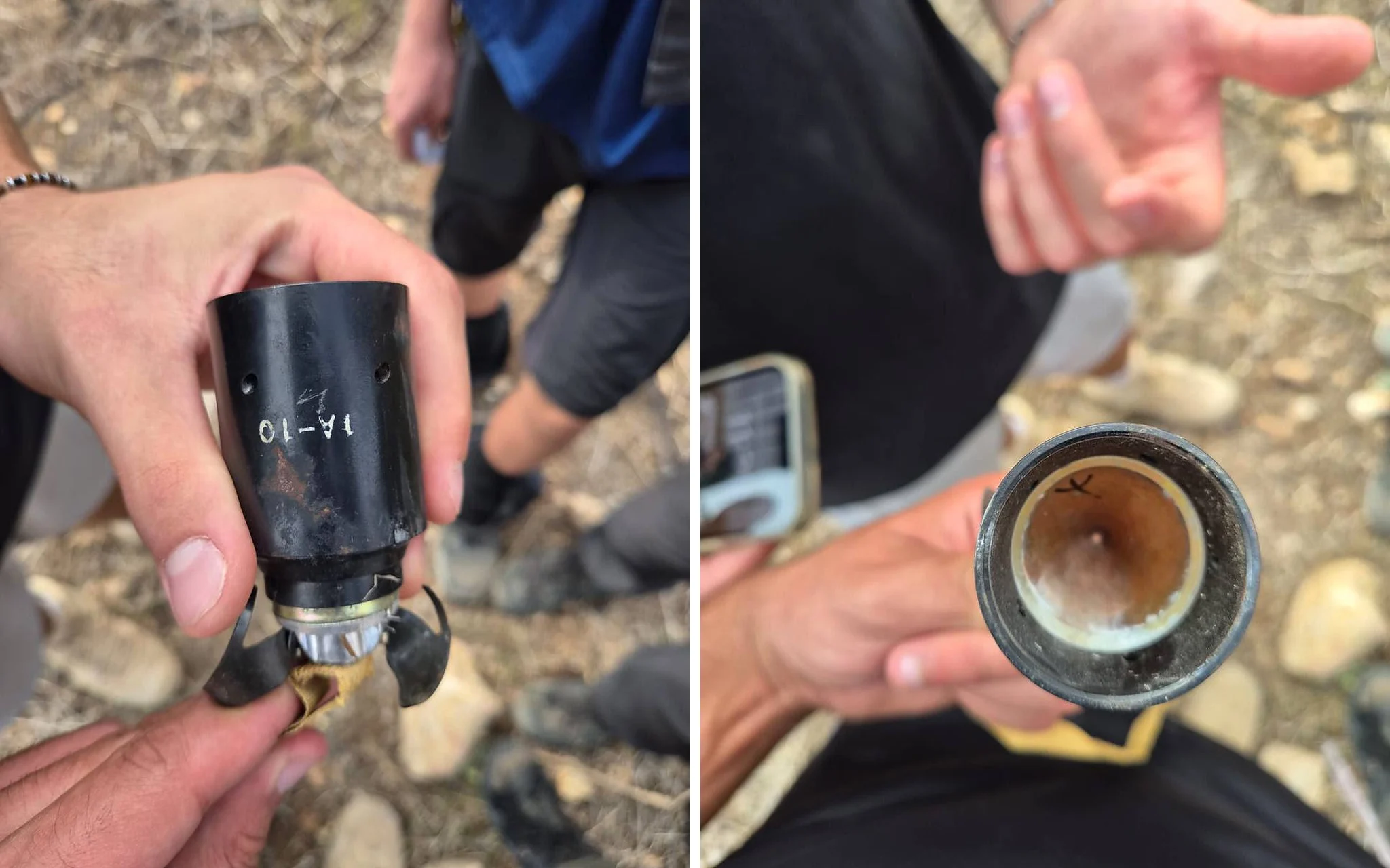 Submunición BRB1 de un cohete de Hezbolá antes de la explosión durante una excursión escolar en el norte de Israel.