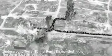 Desmantelamiento de una ruta de túnel subterráneo en el norte de Gaza